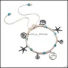 Charm Jewelrycharm Bracelets Style Starfish Beach Womens Bracelet Cheville Shell Sea Wave Tricot Pendentif Main Et Pied Aessories Drop Delive