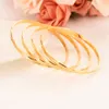 Modebåge Armband Armband Smycken Solid 18k gult guld G/F Dubai sneda linjer för kvinnor Afrika arabiska brudgåvor 4st 65mm