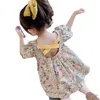 15791夏の赤ちゃんの女の子の花のドレス子供の半袖クロスバックレス花のトップス子供の王女のドレス