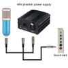 Alimentatore Phantom 48V con adattatore UE/USA Cavo microfono XLR a 3 pin per qualsiasi apparecchiatura di registrazione musicale con microfono a condensatore