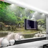 カスタム任意のサイズ3D壁の壁紙壁紙グリーン自然風景森林滝写真背景絵画パペルデパーデゴーード