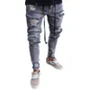 Moda Dorywczo męskie Dżinsy Insygnia Otwór Dżinsowe Spodnie Skinny Slim Plus Rozmiar Ripped Trainsted Spodnie X0621