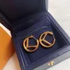 Fashion gold Hoop & Huggie earrings aretes for lady Women Party wedding lovers gift engagement jewelry for Bride with box NRJ