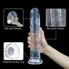 Nxy Dildos 5-maten Consolador realista Mujer Crystal Jelly Masturbador G-spot Orgasm Anal Sucker Big Dick Bouncy Poison Adultos Juguetes sexuales 1209