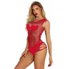 2020 New Sexy Lingerie Fishnet Open Crotch Bodysuits See through Suspenders Lace Sexy Halter Underwear Nightwear Costumes