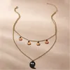 Halloween lèvre citrouille pendentif colliers alliage Chokers Double chaînes Europe collier en or bijoux pour femmes cadeau de fête