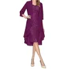 Summer 2021 Women's Fashion Two Pieces Charming Solid Color Mother Of The Bride Lace O-Neck Cardigan Dresses #40 Casual
