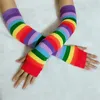 Rainbow Stripe Długoń Duże Długie Skarpety Bawełniane Kolee High Beautiful Nel Socks 211201