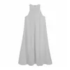 Dress Woman Grey Long Women Sleeveless Oversize Midi Summer es Ladies Basic Casual Women's es 210519