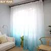 Gradient Pure Gauze Curtains for Living Dining Room Kitchen Green Tulle Hanging GrayTulle Curtain Finished Product Customization 210712