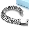 20mm Wide Heavy Stainless Steel Bracelet Dragon Keel Polishd Link Chain Punk Silver Tone for Men Women with Velvet Bag