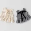 Sommar Baby Girl Bodysuit Floral Plaid Jumpsuit Born 2-PCs Set Söt stil Barnkläder E01 210610
