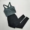 NEPOAGM 25 "Rytm Kobiety Trening Legginsy I Crop Top Bra Set No Front Seam Yoga Spodnie Zbudowane w 210802