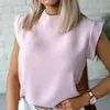 Stojak Collar Solid Casual Damskie Koszulki Krótki Rękaw Loose Female Tops Streetwear Wiosna Lato Lady Pullover T-shirt 210518