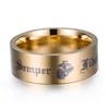 Cluster Rings 1 Antique Stainless Steel Black Tube Army Marine Corps Men's Semper Fidelis Ring Jewelry248W