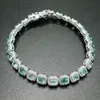 100% 925 Sterling Silver Bracelet Tanzanite & Green Spinel 5mm stone Women Bracelet for gift 210524