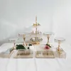 Altro Bakeware 3-15pcs Alzata per torta in cristallo Set Specchio in metallo Decorazioni per cupcake Piedistallo per dessert Vassoio per esposizione per feste nuziali