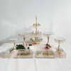 Andra Bakeware 3-15st Crystal Cake Stand Set Metal Mirror Cupcake Decorations Dessert Pedestal Wedding Party Display Magasin