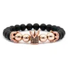 Retro Micro Inlaid Copper Bead Double Crown Zirkoon Armband Temperament Frosted Beaded Fashion
