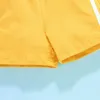 Crianças de verão conjuntos casual manga curta o pescoço impressão ok t-shirt shorts laranja 2 pcs menina meninos roupas 210629