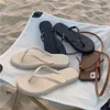 Chanclas tejidas japonesas para mujer SOFT-SOFT SOFT BEACH SOFTS STULTY T-Slip Slip Sandalias Elásticas Planas Impermeable