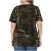 Plus maat gescheurde holle out camouflage printen teten vrouwen zomer streetwear veter omhoog korte mouw t shirts tops 210317