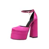 2022 Novos Luxo Super High-Heeled Sapatos High-Heeled Sapatos De Silk Cetim Tecido Dupla Camada À Prova D 'Água Vestido de Espessura Saltos de Grésos 15cm Tamanho 35-43