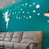 Adesivos de Parede Cartoons Estrelas Fadas Espelho Etiqueta Acrílica Adesivo Home Decor 3D Mural Decoração de Viver