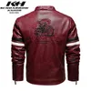 Men pu leather motorcycle jacket blue, red and black jacket spring and autumn faux leather coats leather jacket 211111