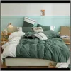 Sets Supplies Textiles Home & Gardensoft Washed Cotton Embroidery Bedding Set White Bedlinen Queen King Pillowcase Bedclothes Flat Duvet Bed