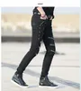 Idopy Fashion Slim Fit Byxor Punk Style Black Patchwork Leather Zippers Dance Night Club Gothic Cool Jeans Byxor för män 210715