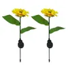 2 Pcs Sunflower Outdoor Solar Power LED Flower Light Waterproof Chrysanthemum Stake Lamp Home Garden Yard Lawn Path Decor