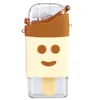 New Summer Cute Donut Ice Cream Water Bottle With Straw Creative Square Watermelon Cup Portable Leakproof Tritan Bottle BPA 293D