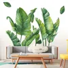 Autocollants muraux de feuilles de banane vertes peintes à la main pour salon chambre à coucher décor mural plantes en vinyle stickers muraux peintures murales décoration de la maison 210929