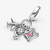 Designer Jewelry fit Pandora Bracelet Charms Bead Airplane Globe & Suitcase Dangle 925 Silver Love Bracelets Beads Jewellery chain Charm Beaded women