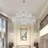 Villa de style européen lustres en cristal transparents à trois étages de haut étage hall d'hôtel projet de plafond bougie lustre lampes de bâtiment duplex