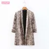 Harajuku revers lange mouw unbuttoned losse slanke slang print chic vrouwelijke jas sexy dierlijke print damesjas 210507