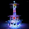 Decorazione per feste LED luminoso colorato Torre Eiffel in cristallo Portabicchieri da cocktail Stand VIP Service S Glass Glorifier Display Rack Decor