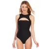 Summer Women Black Tank Bandage Bikini Bodysuits Sexy Hollow Out Mini Club Runway Party Bodycon Rompers 210423