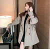 Primavera Outono Senhoras Blazer Plus Size Longa Mangas Leopard Jacket Elegante Moda Túnica Sashes Casaco Coreano Chapas 210513