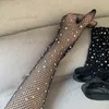 Gants longs creux noirs mitaines en maille élastique gants en filet de mode d'été gant en cristal Sexy pour boîte de nuit