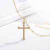 Coloque de colar de 24k Gold Diamond Cross Pingente Crystal Row Cadeias Mulinas acreditam que as j￳ias de moda de Crist