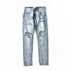 High Street Fashion Blue Color Slim Fit Förstörda Ripped Men Broken Pants Retro Designer Hip Hop Jeans