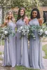 2021 Nya Enkla Chiffon Bridesmaid Klänningar En axelplattor Lång En linje Bröllop Gästklänning Billiga Plus Storlek Land Maid of Honor Gowns