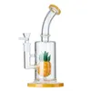 파인애플 유리 봉 물 담뱃대 샤워 헤드 Perc Dab 조작 오일 rigs 물 파이프 14mm 봉지 N 구멍 Percolator waterpipe 그릇 wp2196