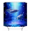 Cortinas de chuveiro 3d oceano design golfinho tecido impermeável cortina de banheiro conjunto azul anti-skid tapetes tampa de toalete banho mat328u