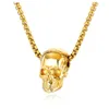 Hip hop necklace Punk 3D Skull Head Pendant Necklace For Men Boy BFF Gift With 3.0MM Stainless Steel Chain