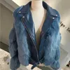 Luzuzi Fashion Faux Fox Fur Coats Women Winter Motorcycle PU Couro Turn Down Colle Jacket Outwear Luxury feminino 2021 Y0829