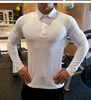 Vit Snabbtork Tröja Långärmad kompressionskjortor Gym T-shirt Fitness Sport Cykling Zipper Män Rashgard