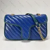 Kadınlar marmont omuz çantası çanta deri meslekler cüzdanlar cüzdan zincir çantaları vintage yüksek kaliteli çapraz vücut çantası 26cm mavi yeşil kırmızı mavi